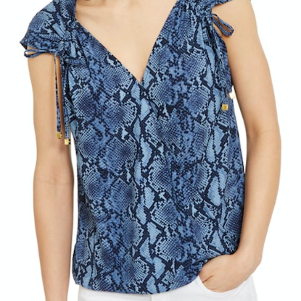 🛍Michael Kors Blue Snake Skin Print Blouse